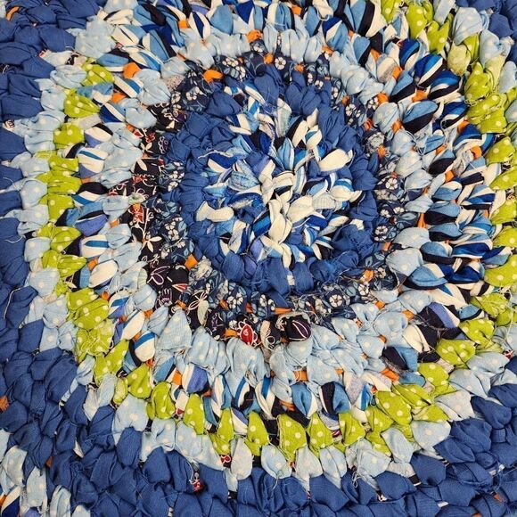 Vintage Boho  colorful round crochet grandma cottage core rug 38" - Picture 6 of 7